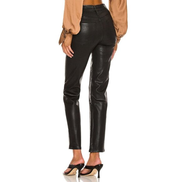 FRAME Le Sylvie Slender Straight Noir Coated Black Mid Rise Ankle Jeans, Size 26 - Picture 4 of 14